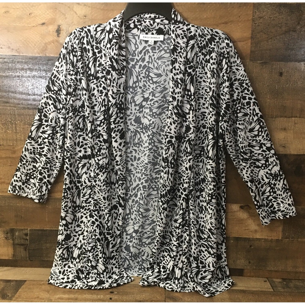 Womens Sequin Animal Print Top Size Small Open Front Cardigan Metallic Holiday